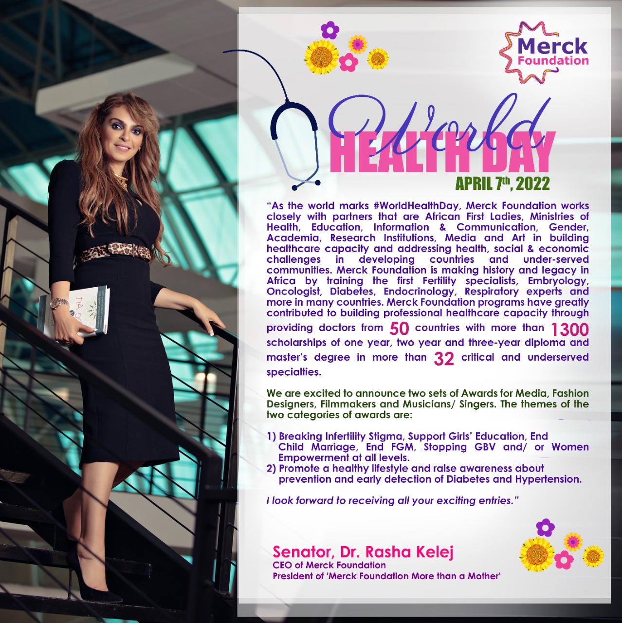 Merck Foundation in partnership with African First Ladies mark ?World Health Day? 2022 by announcing 8 important awards to raise awareness about health & social issues in Africa